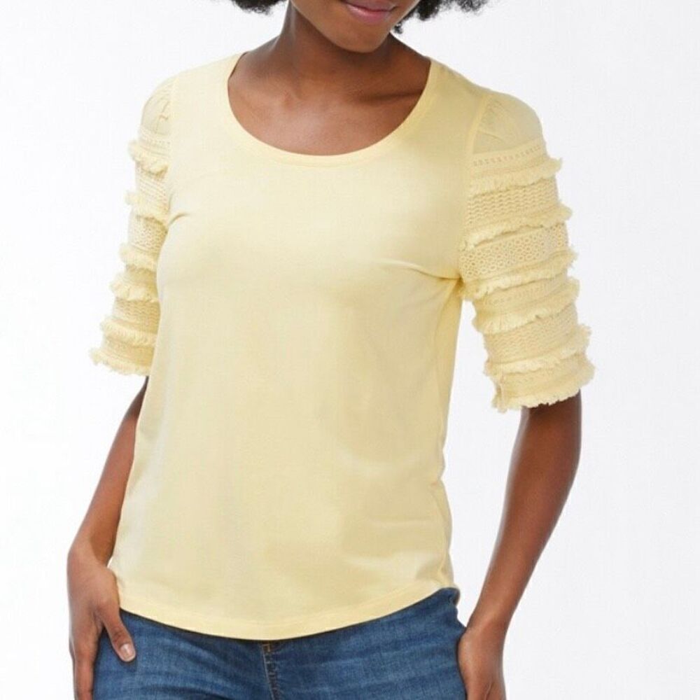 Chicos NWT fringe yellow blouse size 0/xs